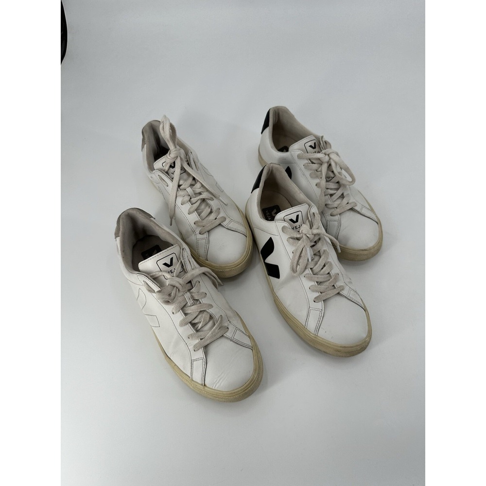 LOT OF 2 Veja Sneaker Women's Size 9 Shoes Esplar White Leather V Stitch